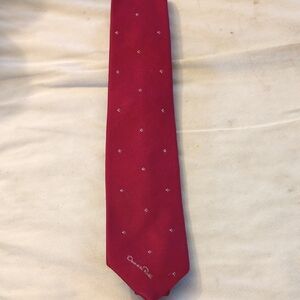 Oscar de la Renta Red Necktie with Microdot Motif